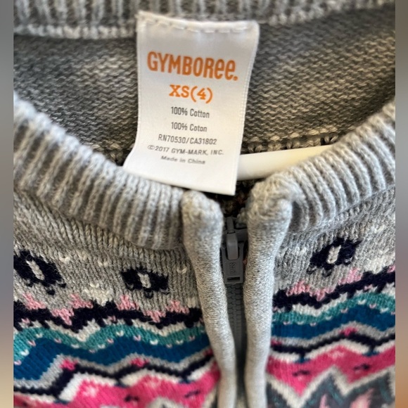 Gymboree XS (4) zip up fair isle sweater - Picture 4 of 6